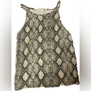 Caution to the Wind Women’s Small Snakeskin Pattern Halter Tank Crop Top